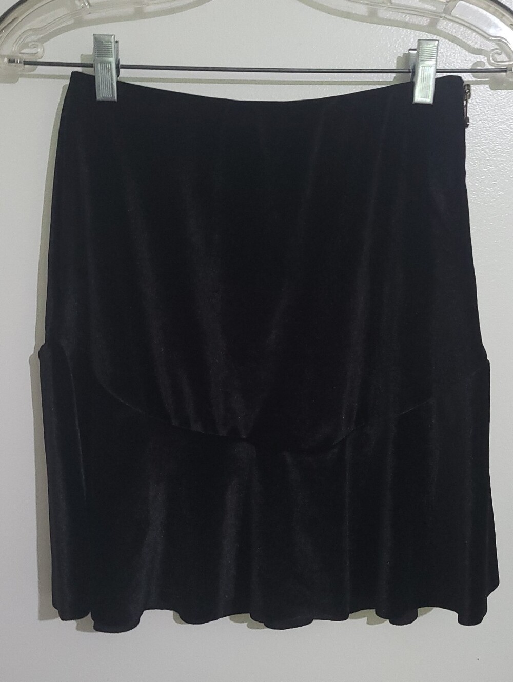 Ardene Velvet Drop Waist Mini Skirt Black Size S